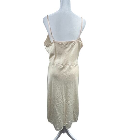 VTG Wonder Maid Non Cling Full Slip Dress Sz M Beige Petticoat Lingerie Babydoll - Picture 5 of 8